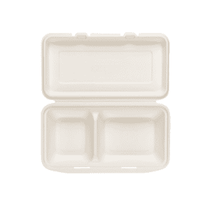 2 compartment bagasse clamshell box