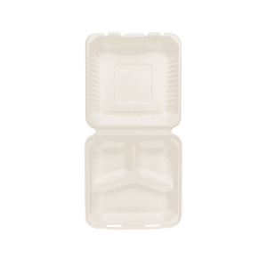 3 compartment bagasse clamshell box